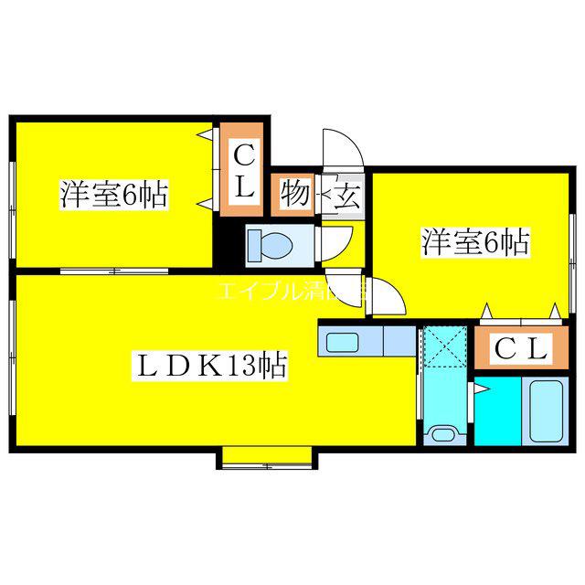 ビュー平岡(2LDK/2階)の間取り写真