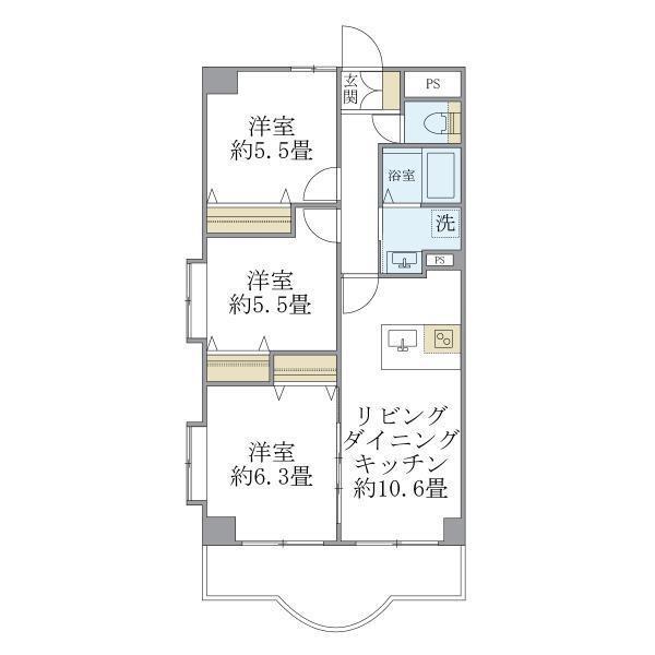 西船橋スクエアガーデン(3LDK/7階)の間取り写真