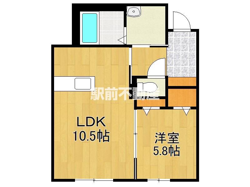 ベレオ佐賀天神(1LDK/1階)の間取り写真