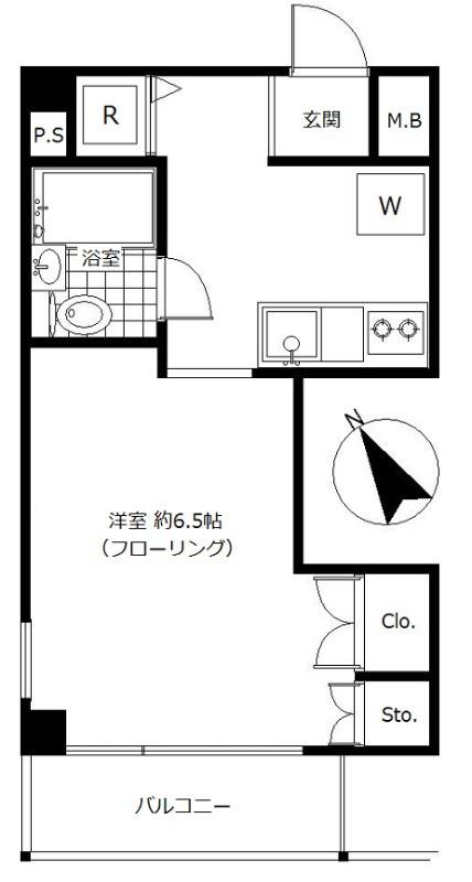ベアバレーII(1K/1階)の間取り写真