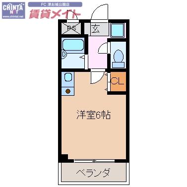 西丸之内トレゾアマンション(ワンルーム/2階)の間取り写真