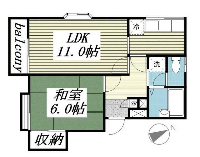 メゾンタミーⅡ(1LDK/2階)の間取り写真