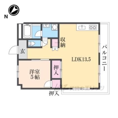 コーポ南生駒(1LDK/3階)の間取り写真