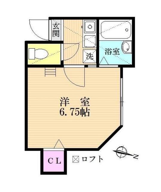 ロッシェル北里II号棟(1K/2階)の間取り写真
