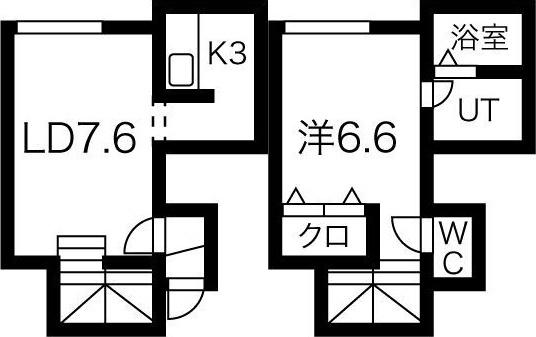 オカップ・V(1LDK/2階)の間取り写真