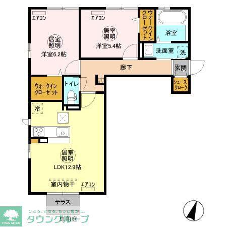 パストラルコート D(2LDK/1階)の間取り写真