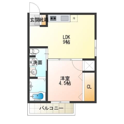 Fメゾン北加賀屋IV番館(1LDK/3階)の間取り写真