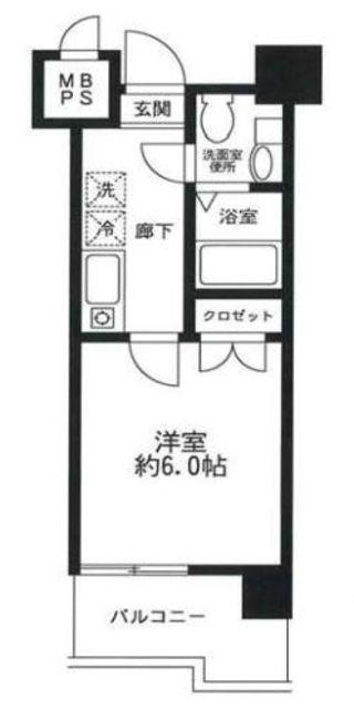 ドゥーエ川口(1K/1階)の間取り写真