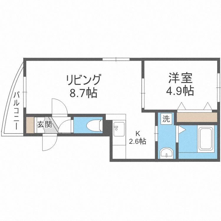 ハイパールN36(1LDK/1階)の間取り写真