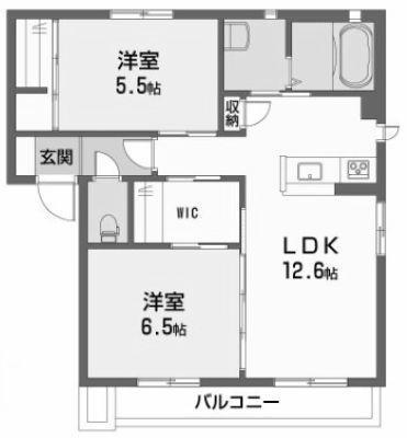 シャーメゾン梅本(2LDK/2階)の間取り写真