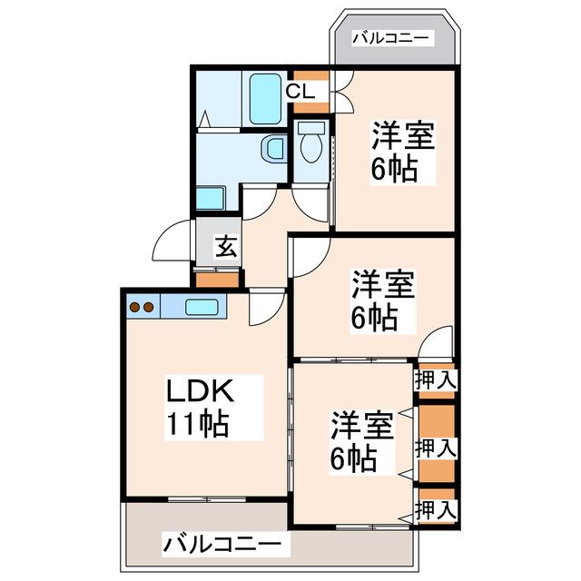 エスポワール(3LDK/3階)の間取り写真