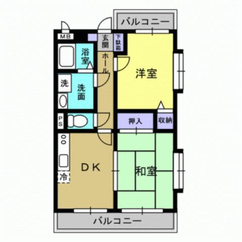 セゾン福丸(2DK/2階)の間取り写真