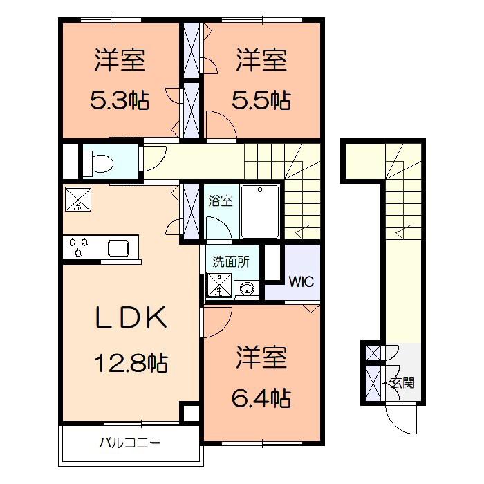 グランメゾン達上ヶ丘(3LDK/2階)の間取り写真