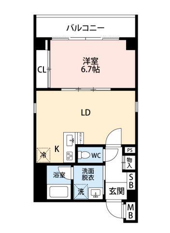 グレース愛宕(1LDK/8階)の間取り写真
