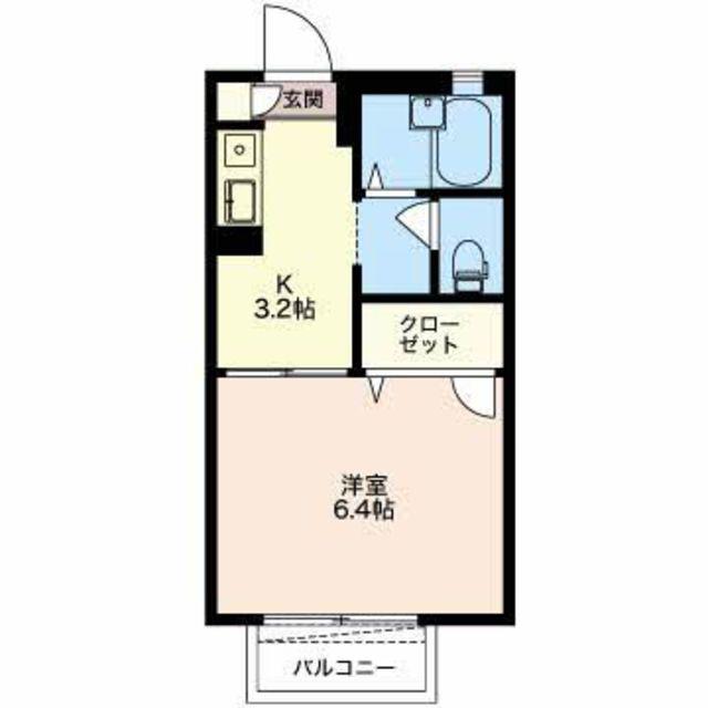 ソレイユ江原(1K/1階)の間取り写真