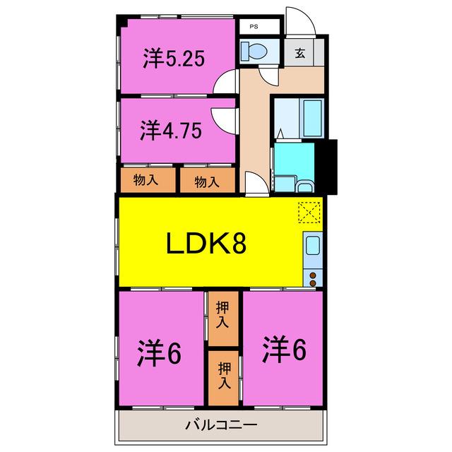 KIビル(4LDK/4階)の間取り写真