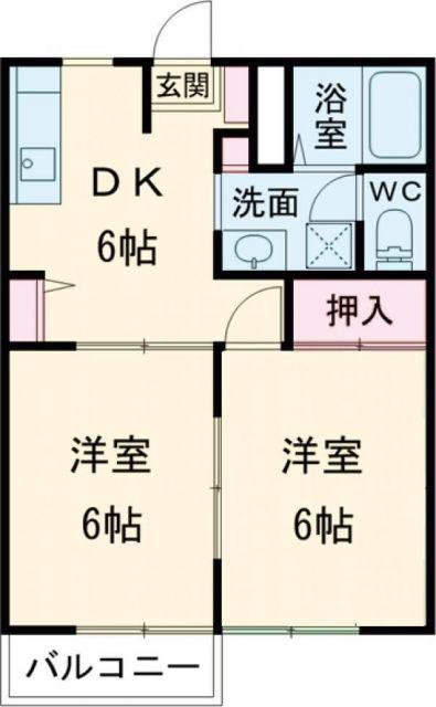 フラワーガーデンB(2DK/2階)の間取り写真