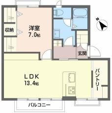 サンファミリアB棟(1LDK/2階)の間取り写真