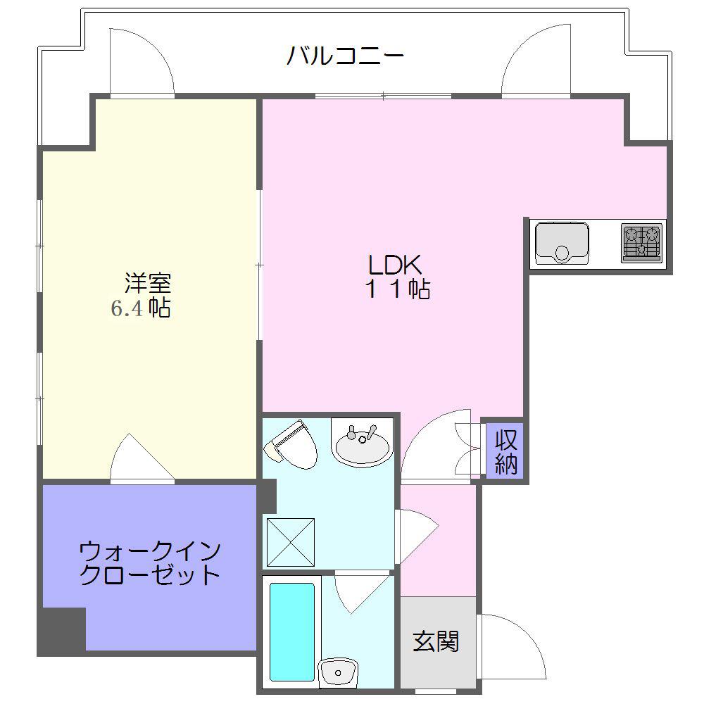 パラッツォステッラ(1LDK/5階)の間取り写真