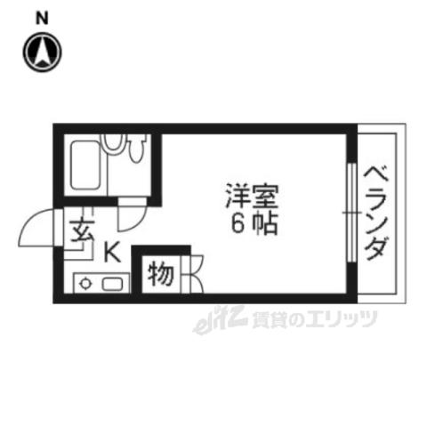 マンション賀園(ワンルーム/3階)の間取り写真
