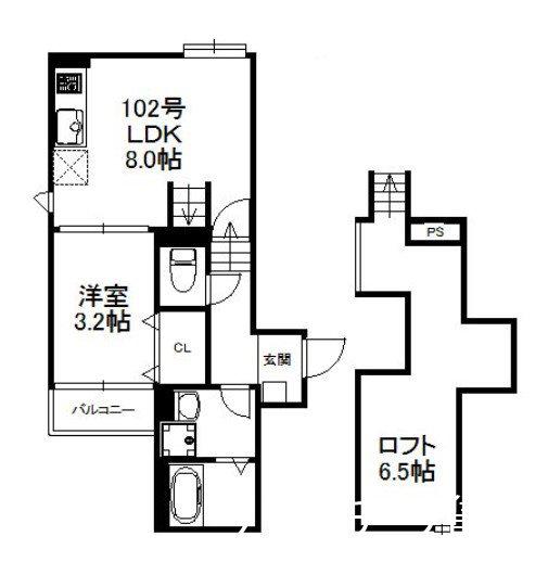 クレア多の津(1LDK/1階)の間取り写真