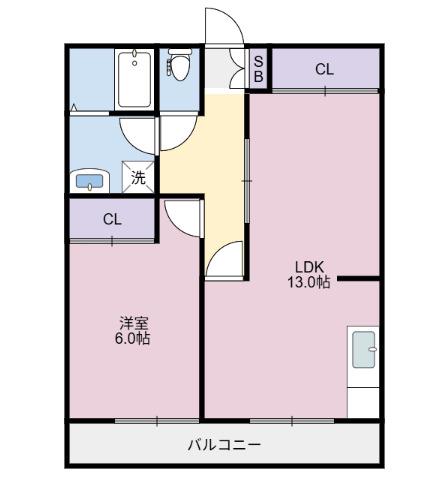 SUMITAS-VILLAGE藍住(1LDK/1階)の間取り写真