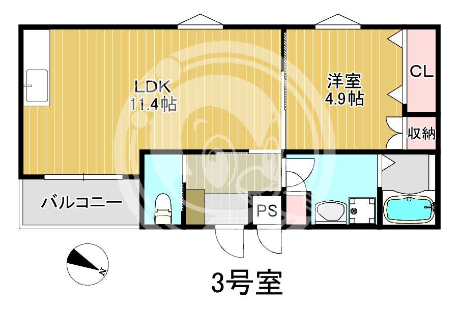CLASS-A 長瀬(1LDK/2階)の間取り写真