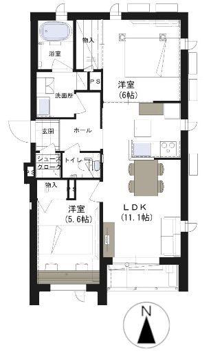 リバーマンション(2LDK/1階)の間取り写真