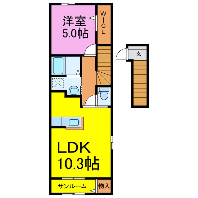 アルドーレII(1LDK/2階)の間取り写真