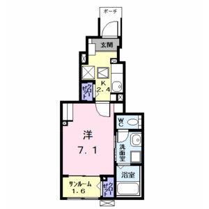 アヴェニール(1K/1階)の間取り写真