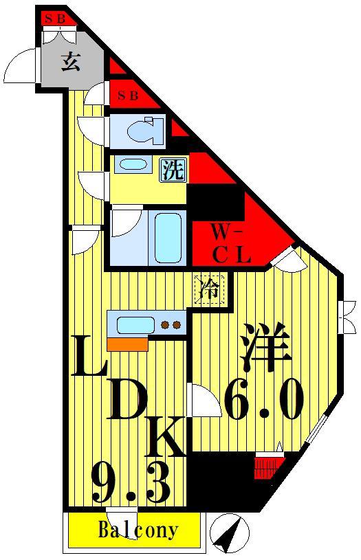 メゾンピオニー東向島(1LDK/8階)の間取り写真
