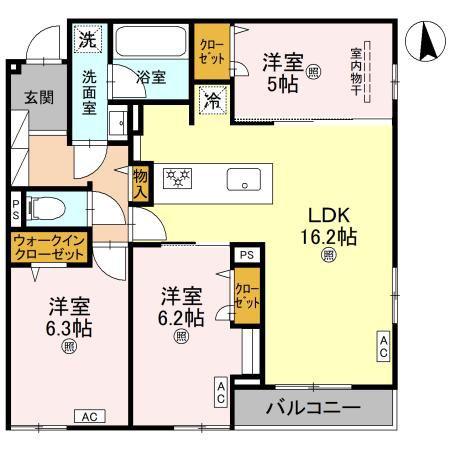 ココルトリシア(3LDK/3階)の間取り写真