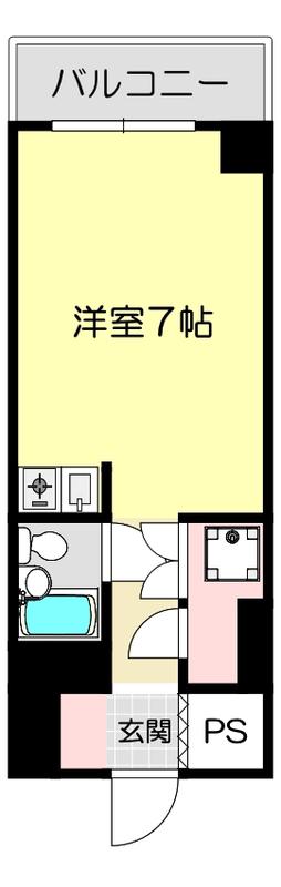 藤和大名コープ(ワンルーム/2階)の間取り写真