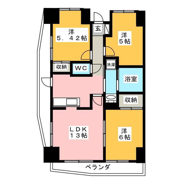 パノラマハイツ第2(3LDK/4階)の間取り写真