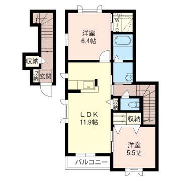 プラージュ(2LDK/2階)の間取り写真