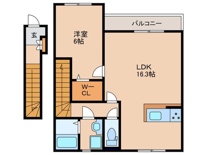 プリズムI(1LDK/2階)の間取り写真