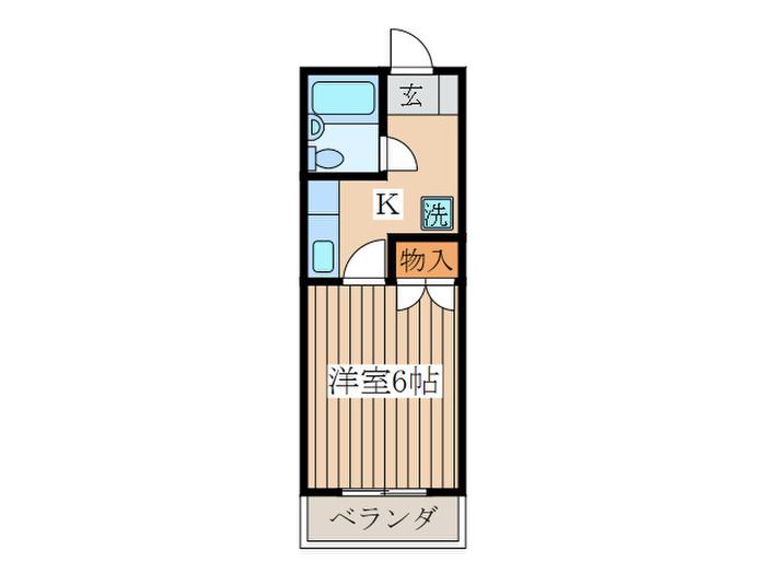 ハイツ小川(1K/2階)の間取り写真