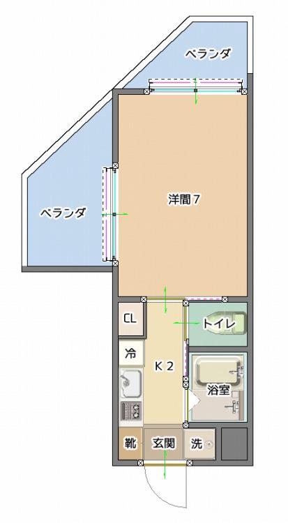 トーマス大里(1K/7階)の間取り写真