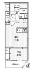 ALIVIS志村三丁目(1LDK/2階)の間取り写真