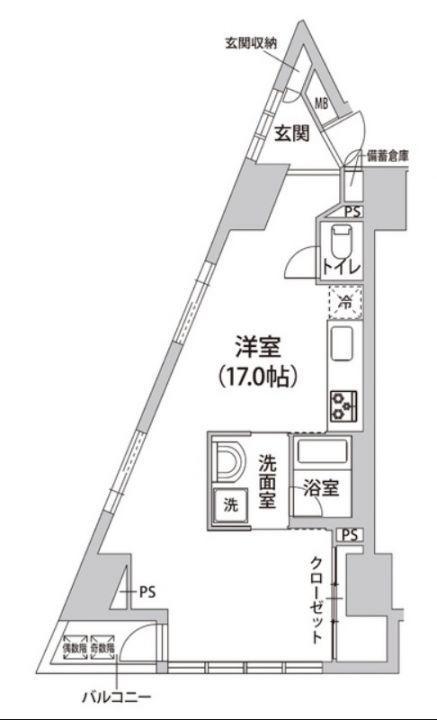 ロリエ銀座(ワンルーム/8階)の間取り写真
