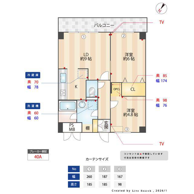 DELCCS亀戸II(2LDK/6階)の間取り写真