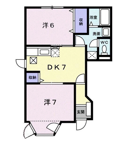 アルビオンC(2DK/1階)の間取り写真