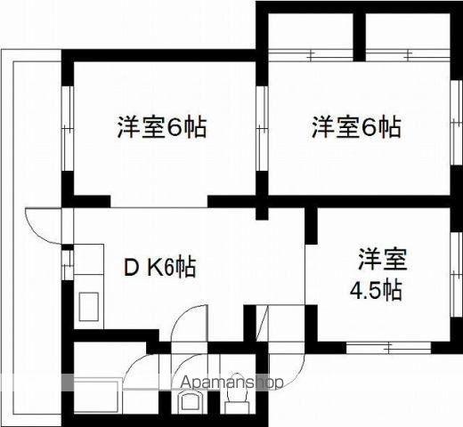 山春ビル霧島(3DK/4階)の間取り写真