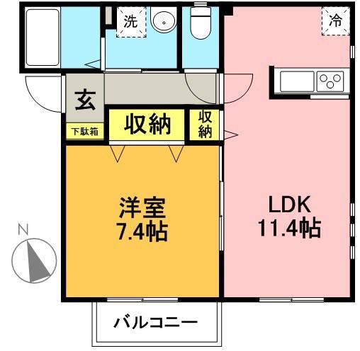エストレーラ羽根木(1LDK/1階)の間取り写真