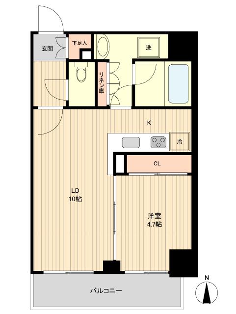 ザ・パーククロス広尾(1LDK/7階)の間取り写真