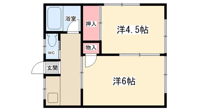 河本荘(2K/1階)の間取り写真