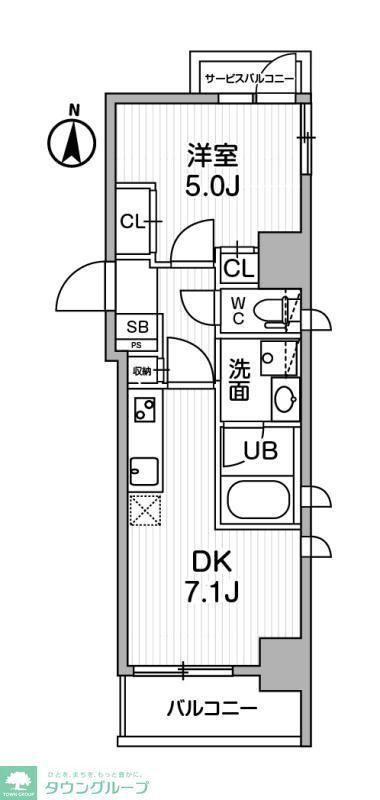 ALTERNA錦糸町(1DK/7階)の間取り写真