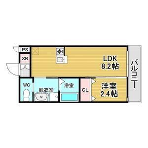 リアコート関大前II(1LDK/2階)の間取り写真
