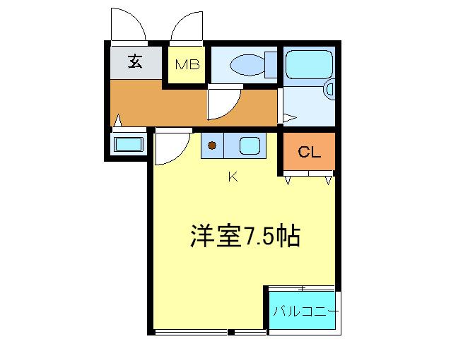 アルカデイア三宮(ワンルーム/3階)の間取り写真