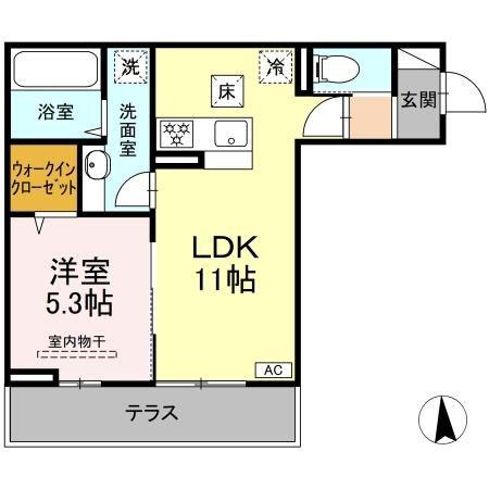 NEXUS D-ROOM笹部II(1LDK/1階)の間取り写真